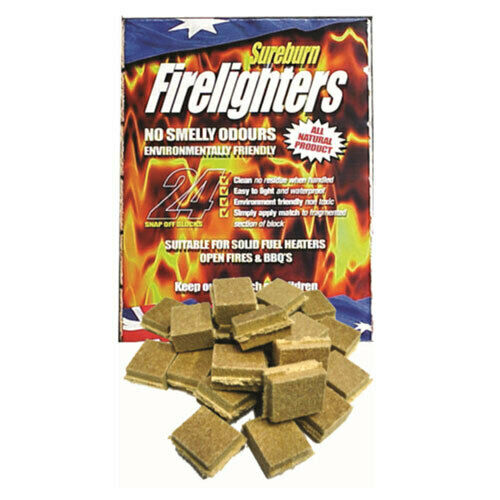 Environment Friendly Waterproof 24 x Snap Off Blocks SureBurn Firelighters - Fresh Stock Dated January 2026