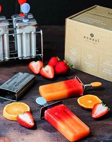 ecozoi Stainless Steel Popsicle Molds and Rack - 6 Ice Pop Makers + 6 Reusable - Fresh Stock Dated February 2026