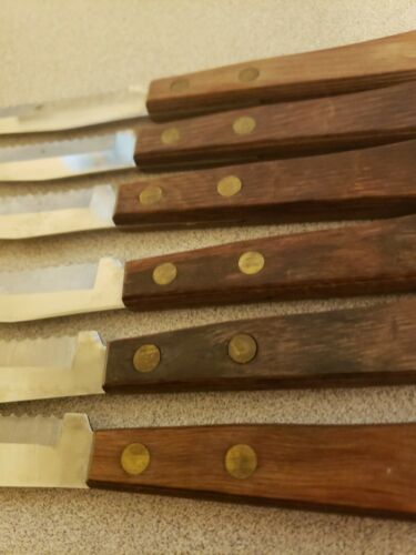 Vtg Set Of 6 Robinson Stainless Serrated Blade Steak knives - Fresh Stock Dated January 2026