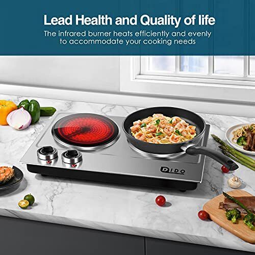 DIDO 1800W Ceramic Electric Hot Plate for Cooking, Dual 7.1
