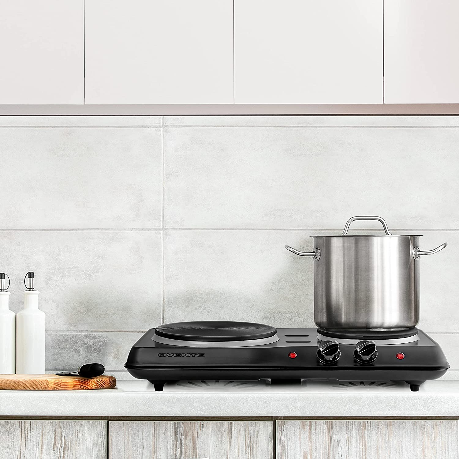 Double Cast Iron Burner 7 & 6 Inch Hot Plates, 1700W Electric Countertop - Fresh Stock Dated February 2026