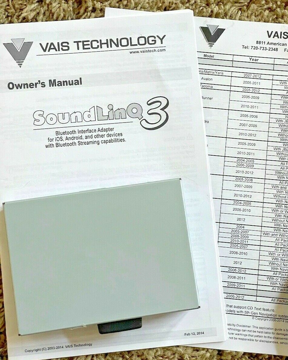 VAIS Technology SL3B-L Bluetooth Factory Radio Adapter, 2001-2009 Lexus - Fresh Stock Dated January 2026