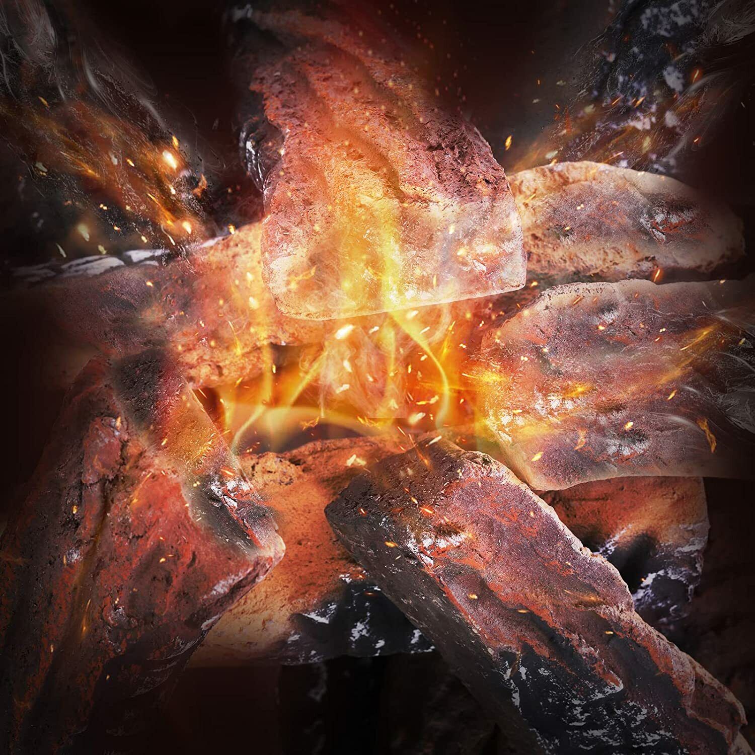 10-Pieces Set Realistic Flame Large Ceramic Wood Fireplace Logs Firepit Log Set - Fresh Stock Dated January 2026