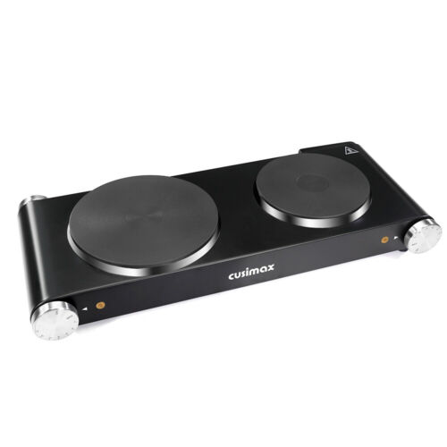 Portable Electric Dual 2 Burner Hot Plate Stove Top Cook Warmer Stainless Steel - Fresh Stock Dated February 2026