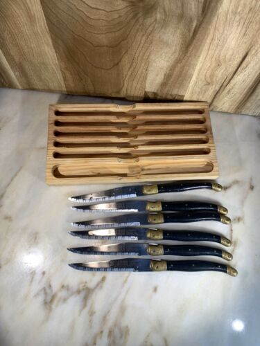Vintage Sabatier France Laguiole “The Bee” Set 6 Stainless Steak Knives - Fresh Stock Dated January 2026