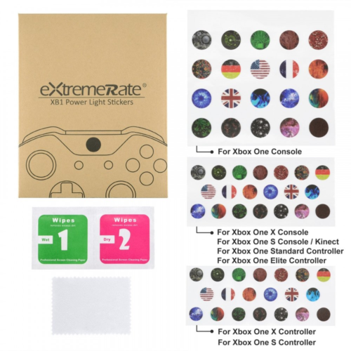 eXtremeRate 60 pcs Custom Home Button Power Switch Stickers Skin Cover for Xbox - Fresh Stock Dated February 2026