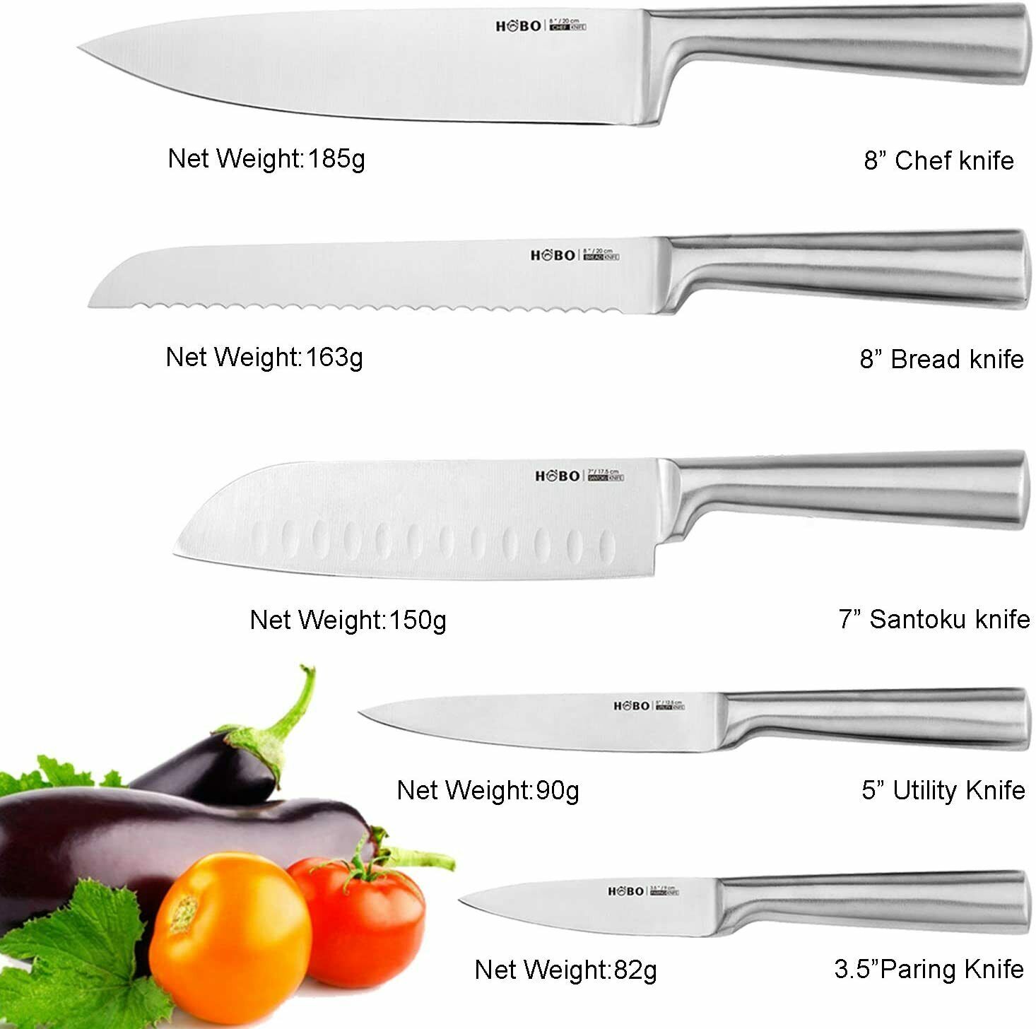 5Pcs kitchen knife set Professional Stainless Steel Cutlery Kitchen Chef Knife - Fresh Stock Dated January 2026