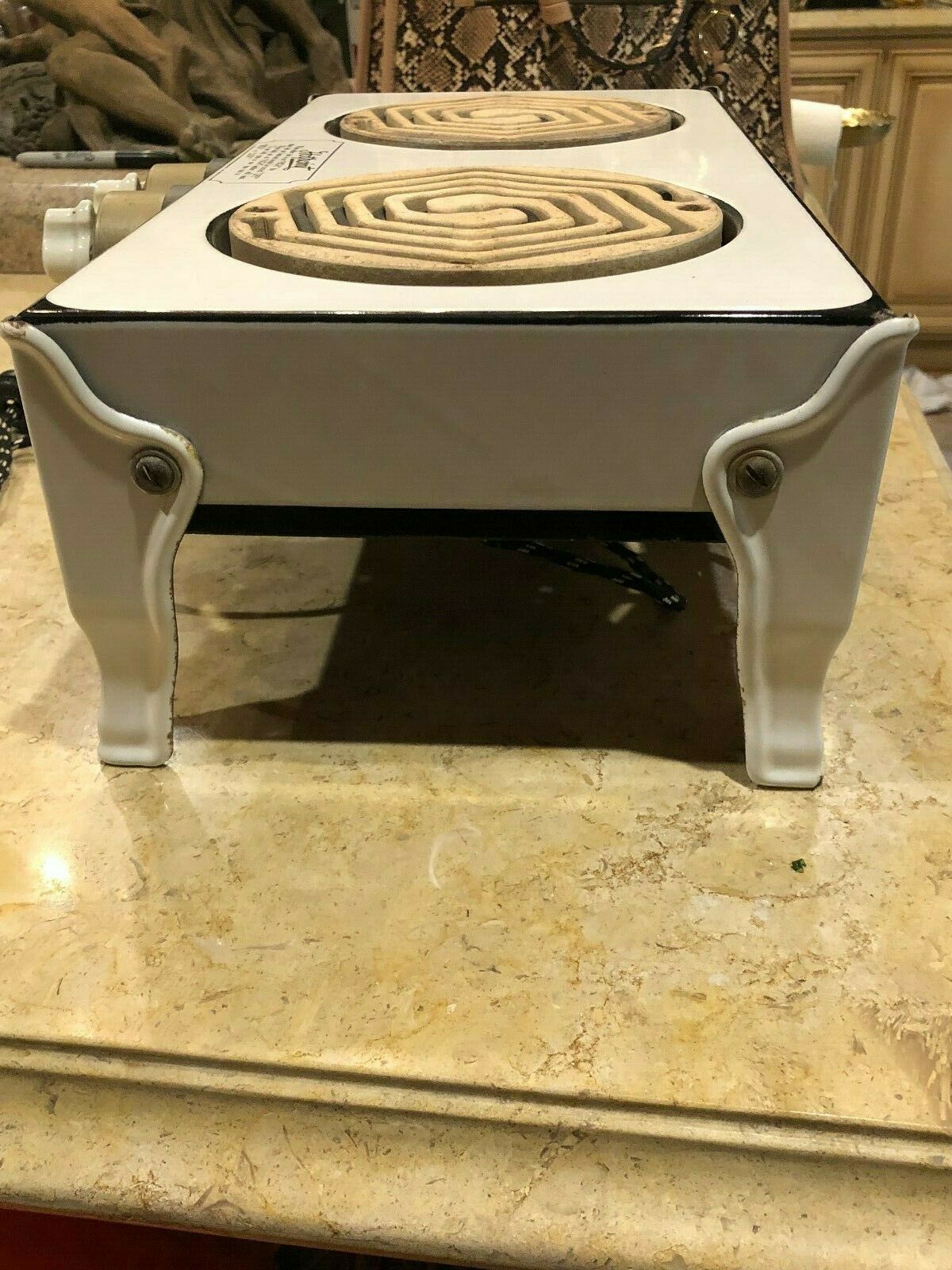 Rare Antique 1930's Hotpoint Enamel 2 Burner Stove - Fresh Stock Dated February 2026