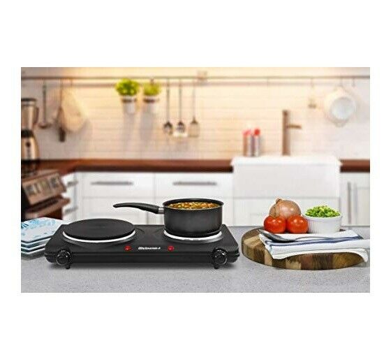 Portable Double Electric Burner HOT PLATE STOVE DORM RV Travel Cook Countertop - Fresh Stock Dated February 2026