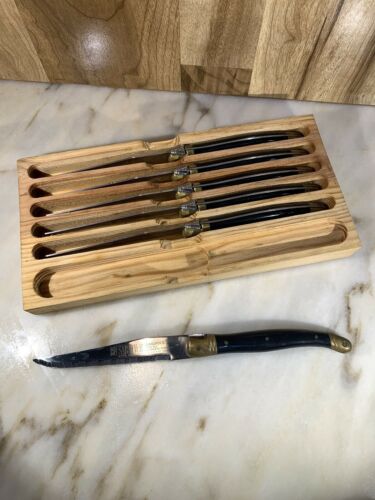 Vintage Sabatier France Laguiole “The Bee” Set 6 Stainless Steak Knives - Fresh Stock Dated January 2026