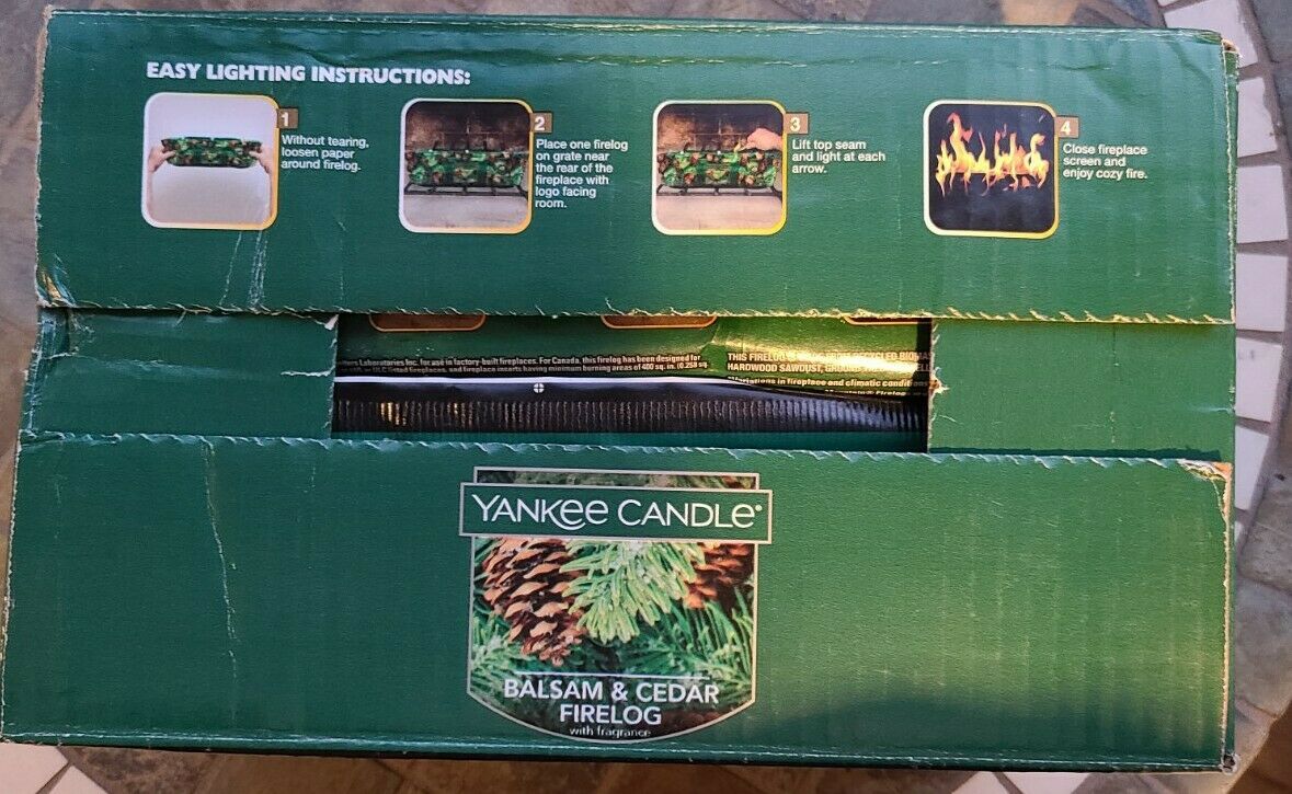4 Pack Fire logs Yankee Candle Balsam and Cedar Fireplace Wood Burning - Fresh Stock Dated December 2025