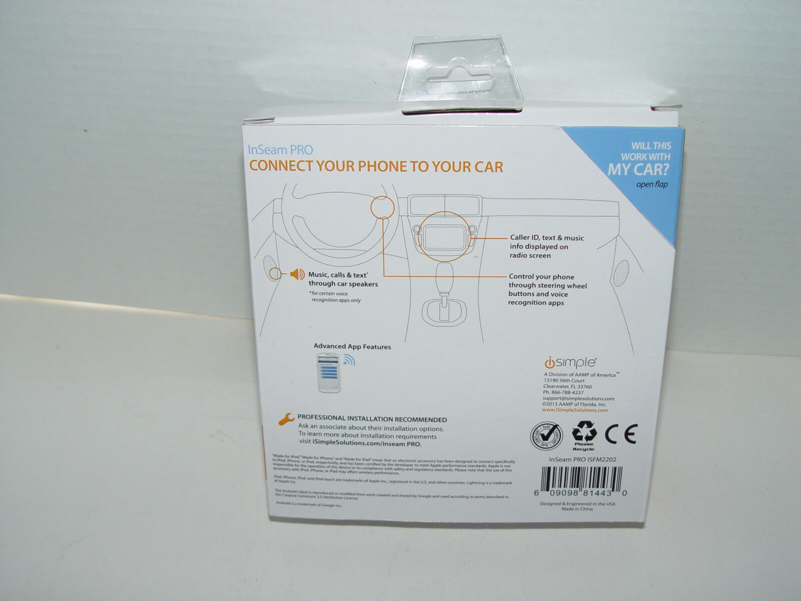 iSimple ISFM2202 PRO InSeam Universal Bluetooth FM Modulated Vehicle Siri Google - Fresh Stock Dated January 2026