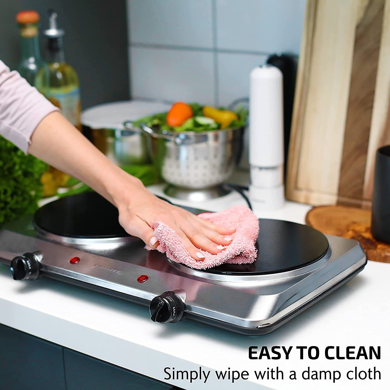 Electric Cooktop Burner Infrared Ceramic Glass Hot Plate 2 Two Cooking Stove - Fresh Stock Dated February 2026