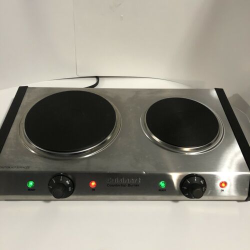 Cuisinart CB-60 Cast-Iron Double Burner, Heavy Duty, Silver - IT WORKS! - Fresh Stock Dated February 2026