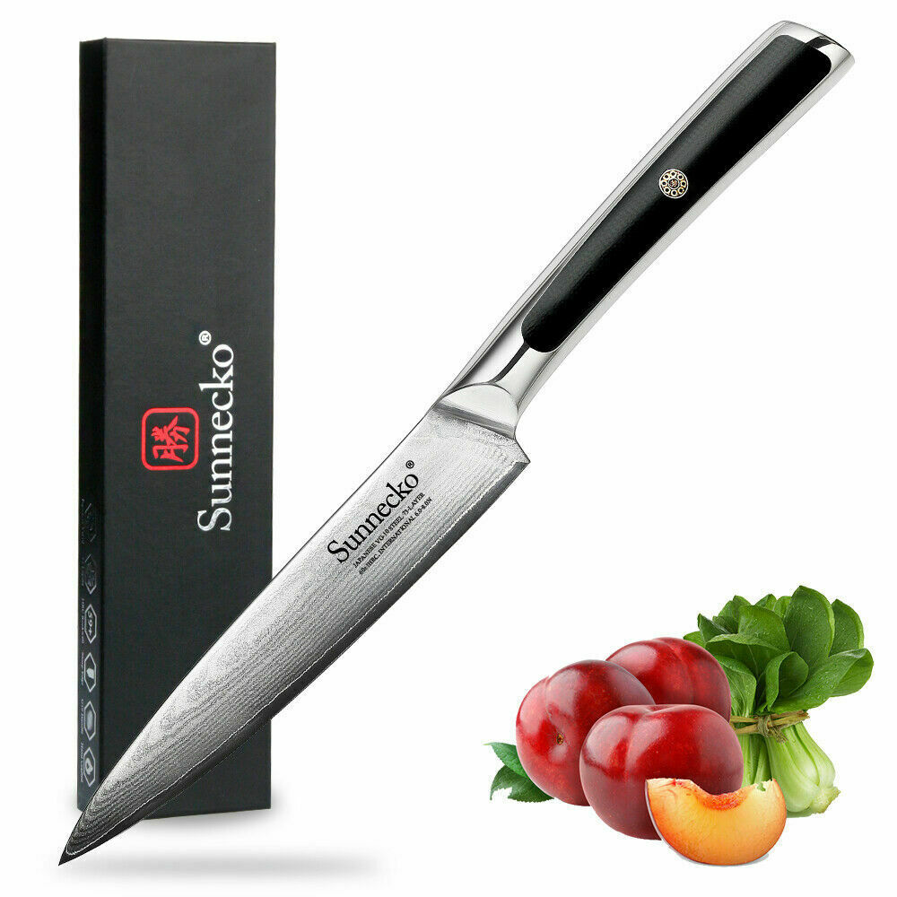 Sunnecko 5 Inch Chef's Utility Knife Damascus VG10 Steel Kitchen Paring Knife AA - Fresh Stock Dated February 2026