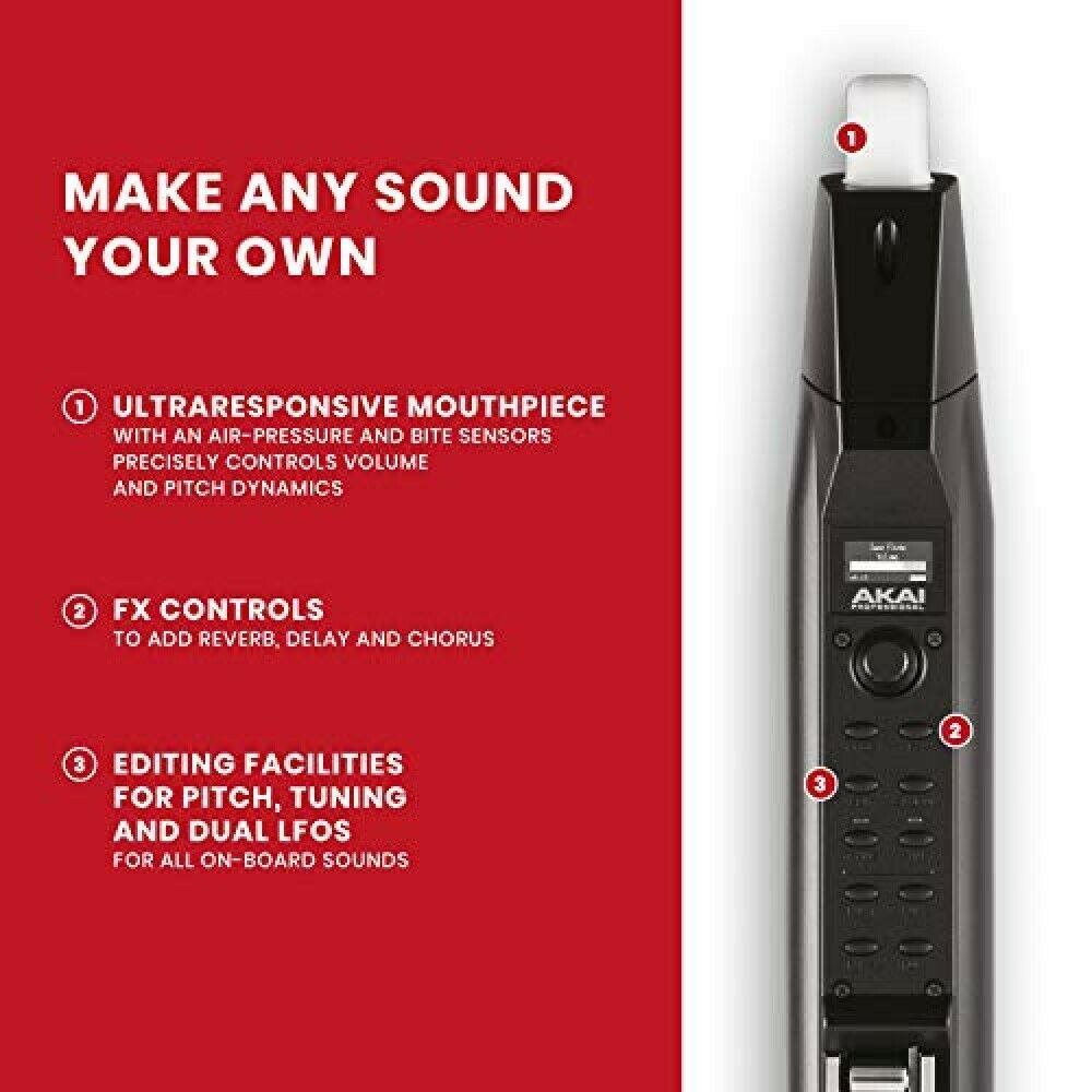 Akai Professional EWI SOLO Electronic Wind Instrument w/ Built-in Speaker Black - Fresh Stock Dated December 2025