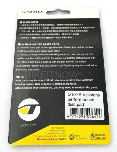 Tektro ORION 4P HD-M745/HD-M735 Bike Q10YS Metal Ceramic Disc Brake Pad 1Pair - Fresh Stock Dated December 2025