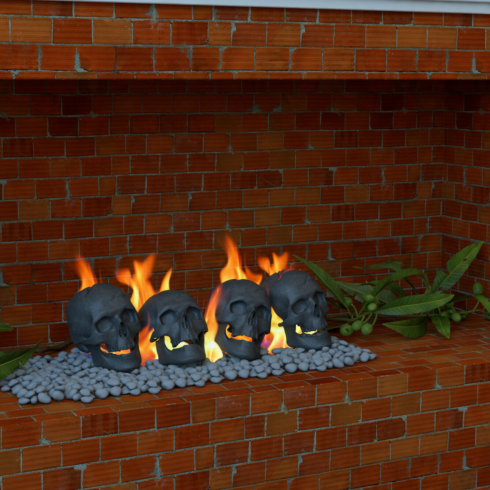 Regal Flame Human Skull Ceramic Wood Large Gas Fireplace Logs Logs for All Ty... - Fresh Stock Dated January 2026