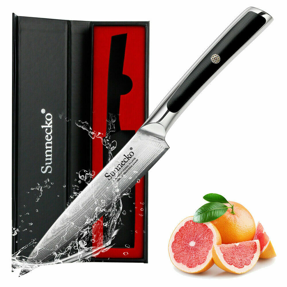 Sunnecko 5 Inch Chef's Utility Knife Damascus VG10 Steel Kitchen Paring Knife AA - Fresh Stock Dated February 2026