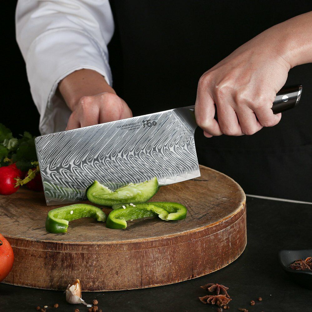 TURWHO 7in Chef Chopper Kitchen Cleaver Knife Japanese VG10 Damascus Steel Knife - Fresh Stock Dated January 2026