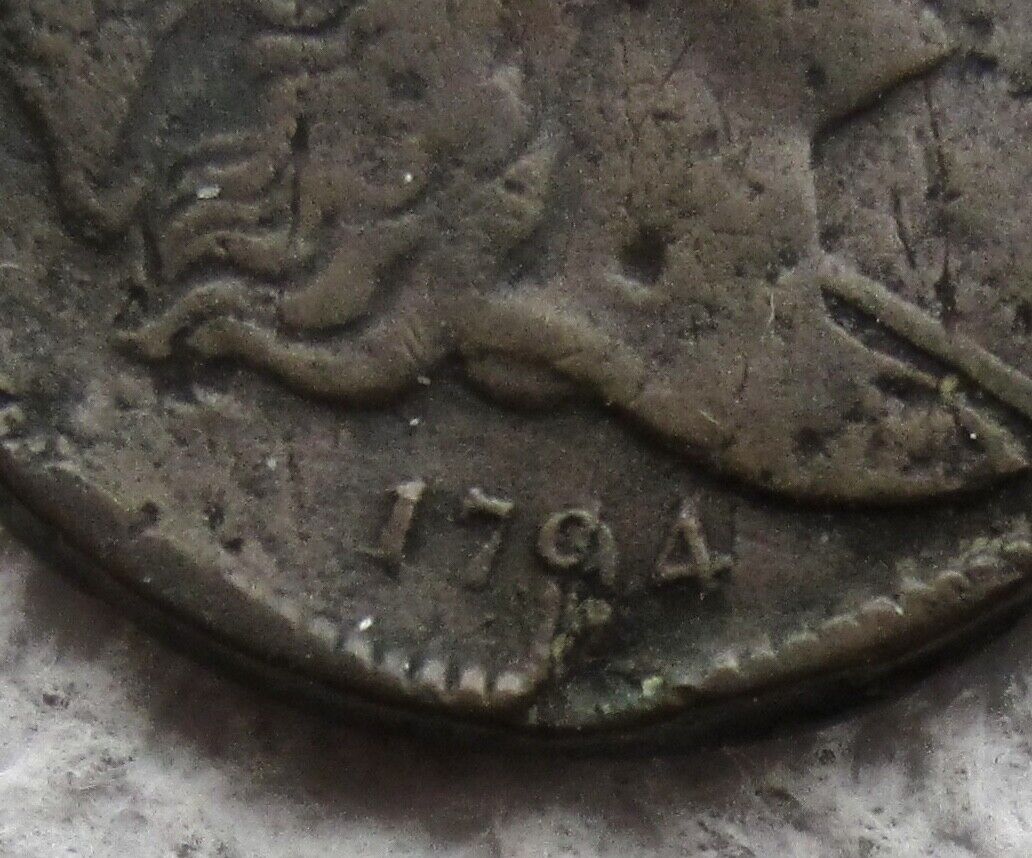 1794 1/2C BN Liberty Cap Half Cent Rare Key Date Bold Date VF Detail Damaged - Fresh Stock Dated December 2025