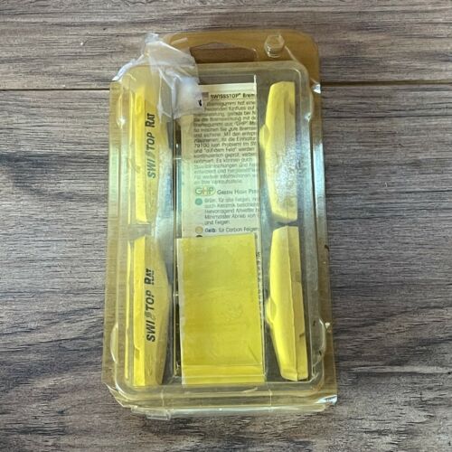 NOS SwissStop Rat Post Mount Carbon Rim Brake Pads Yellow Set of 4 - Fresh Stock Dated December 2025