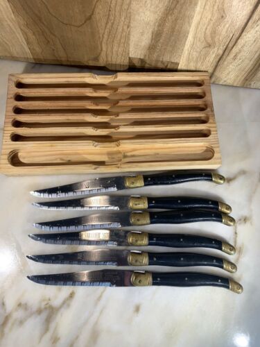 Vintage Sabatier France Laguiole “The Bee” Set 6 Stainless Steak Knives - Fresh Stock Dated January 2026