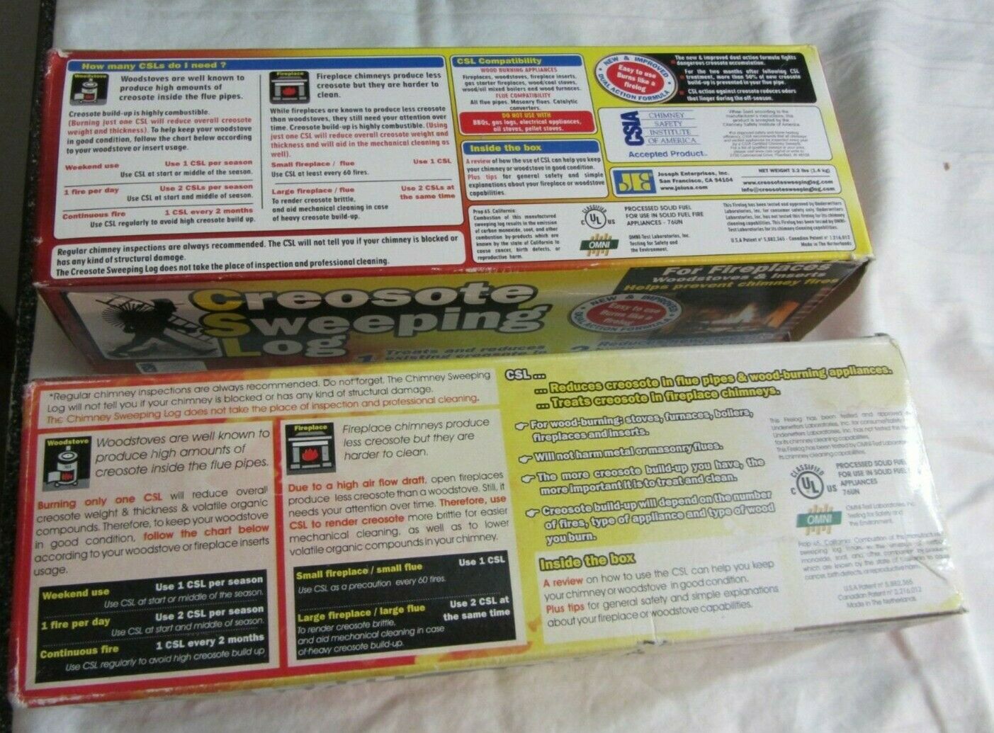 Lot (2) Chimney Creosote Sweeping Log CSL - Fresh Stock Dated December 2025