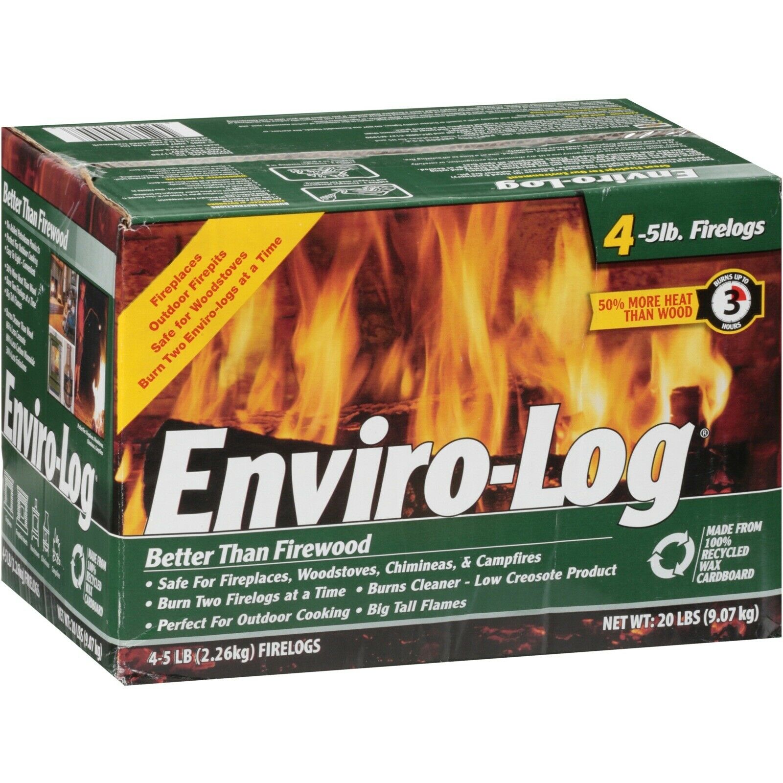4 Pack Firelog Case Fireplace Logs Outdoor Camp Cooking Firewood 3 Hour Burning - Fresh Stock Dated January 2026