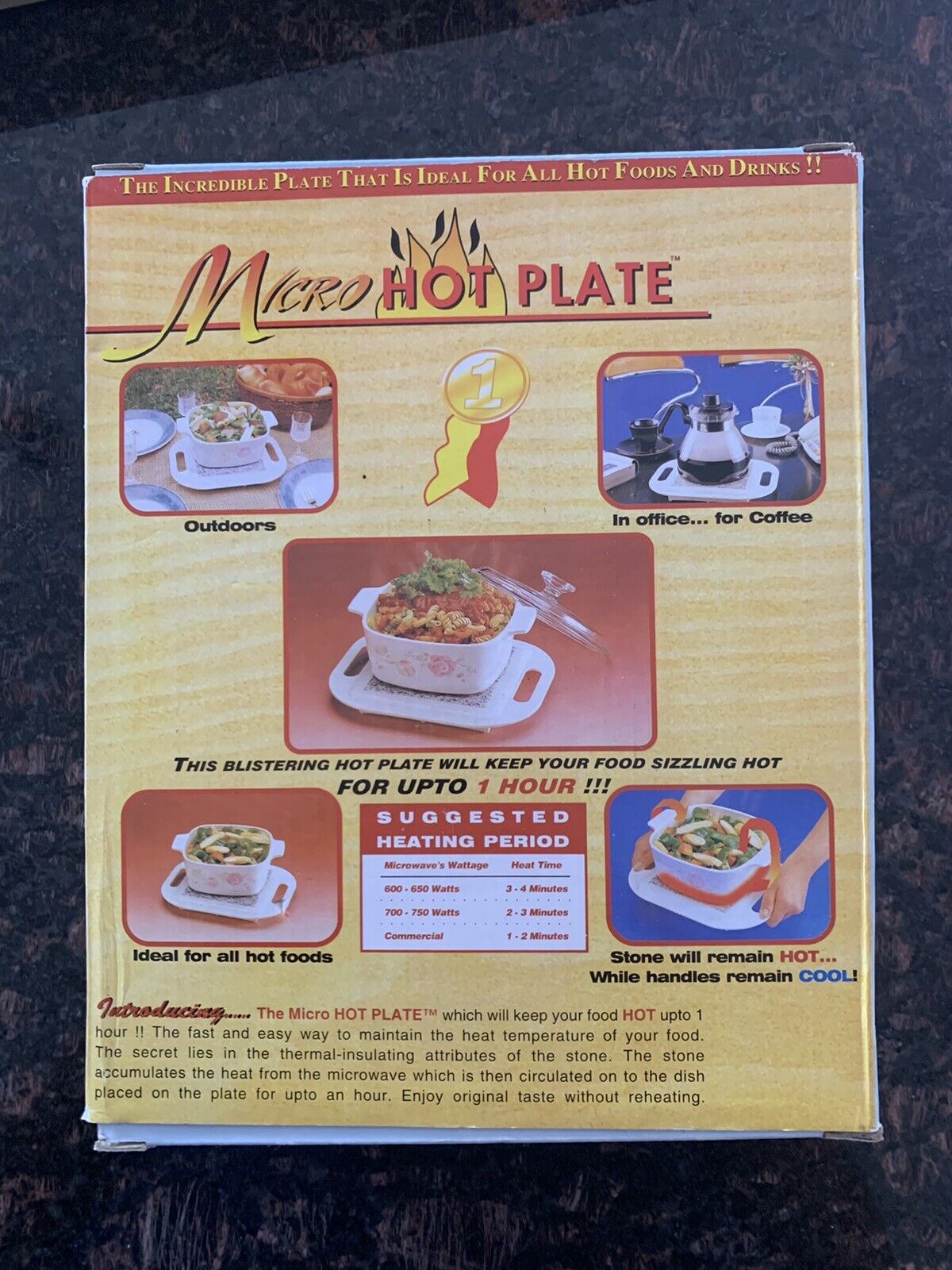 Micro Hot Plate Thermal Insulating Stone ~ Keeps Food Hot ~ Handles Stay Cool - Fresh Stock Dated February 2026