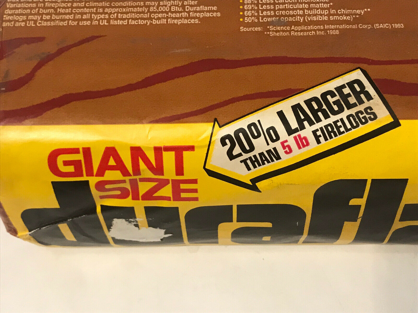 1994 Giant Size DURAFLAME 6 Pound 3 Hour Firelog - Fresh Stock Dated December 2025