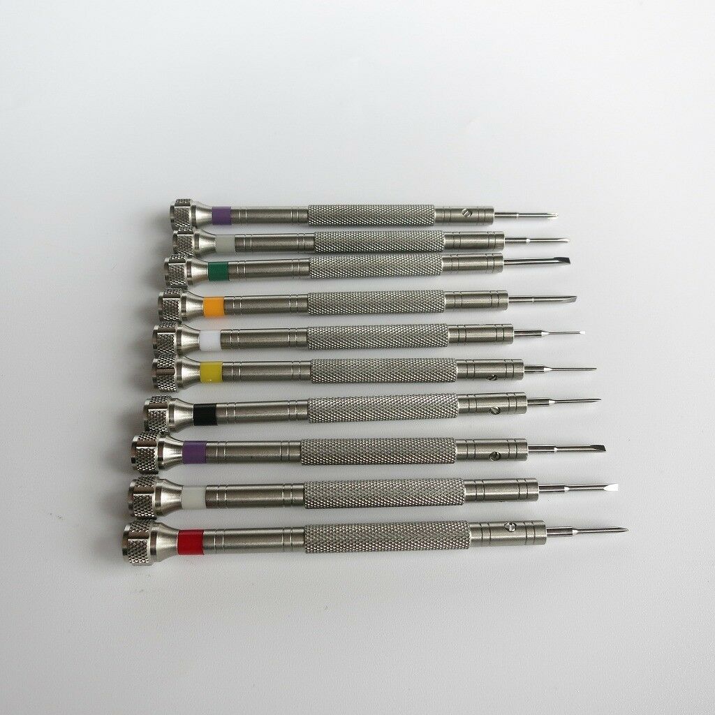 Professional Watch Repair Tool Steel Screwdrivers 0.6mm-2.0mm w/ Rotation Stand - Fresh Stock Dated December 2025