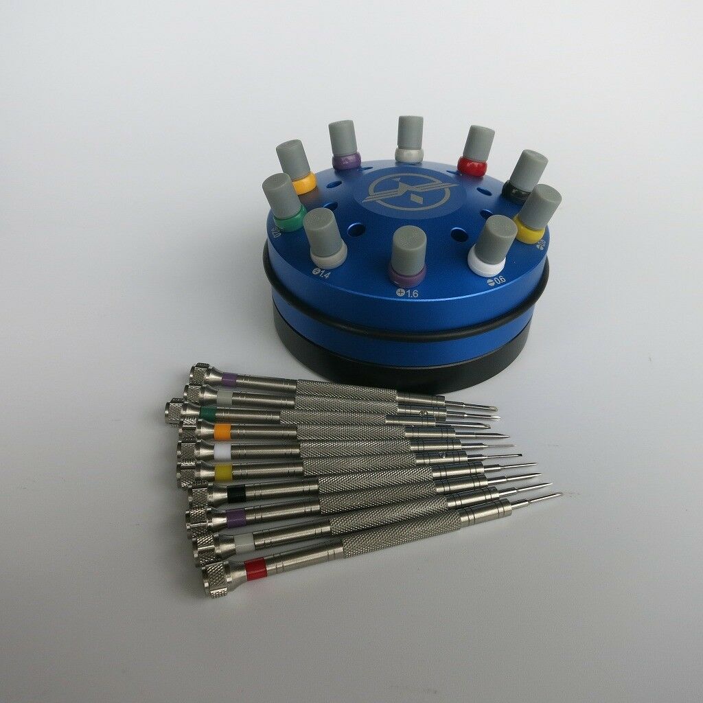 Professional Watch Repair Tool Steel Screwdrivers 0.6mm-2.0mm w/ Rotation Stand - Fresh Stock Dated December 2025