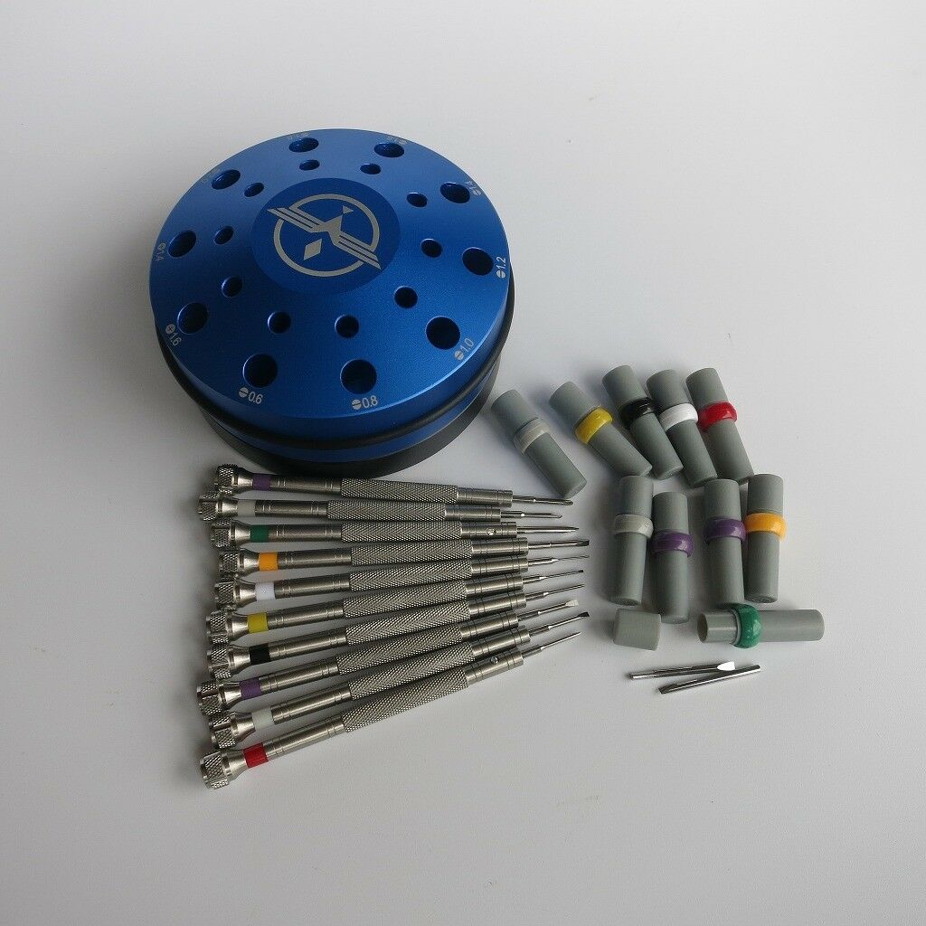 Professional Watch Repair Tool Steel Screwdrivers 0.6mm-2.0mm w/ Rotation Stand - Fresh Stock Dated December 2025