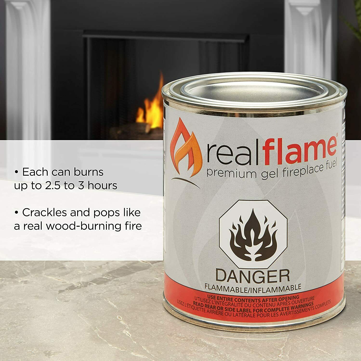 Real Flame 13 oz. 15 lb. Gel Fuel Cans for Indoor/Outdoor Fireplaces (12-Pack) - Fresh Stock Dated December 2025