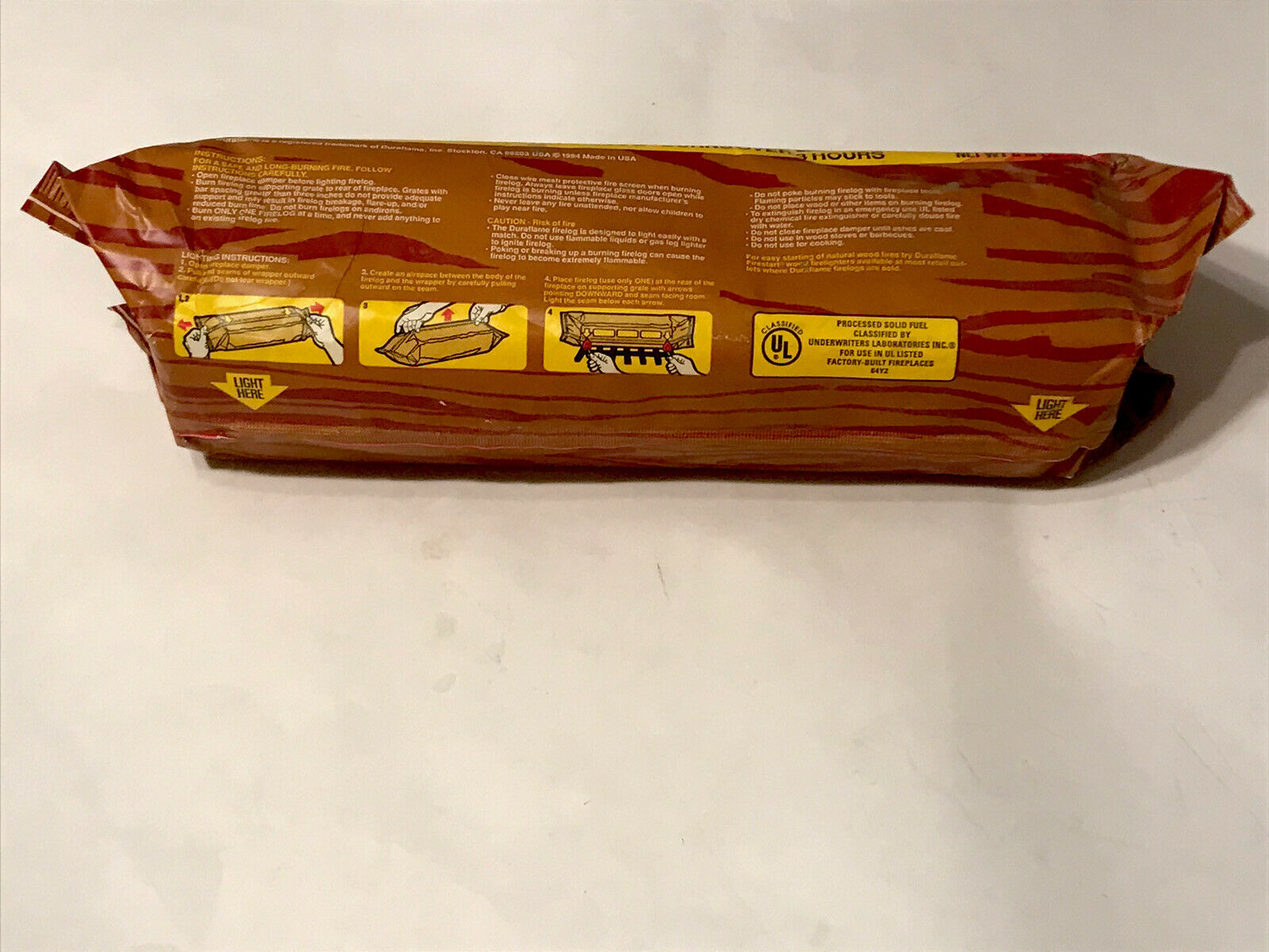 1994 Giant Size DURAFLAME 6 Pound 3 Hour Firelog - Fresh Stock Dated December 2025