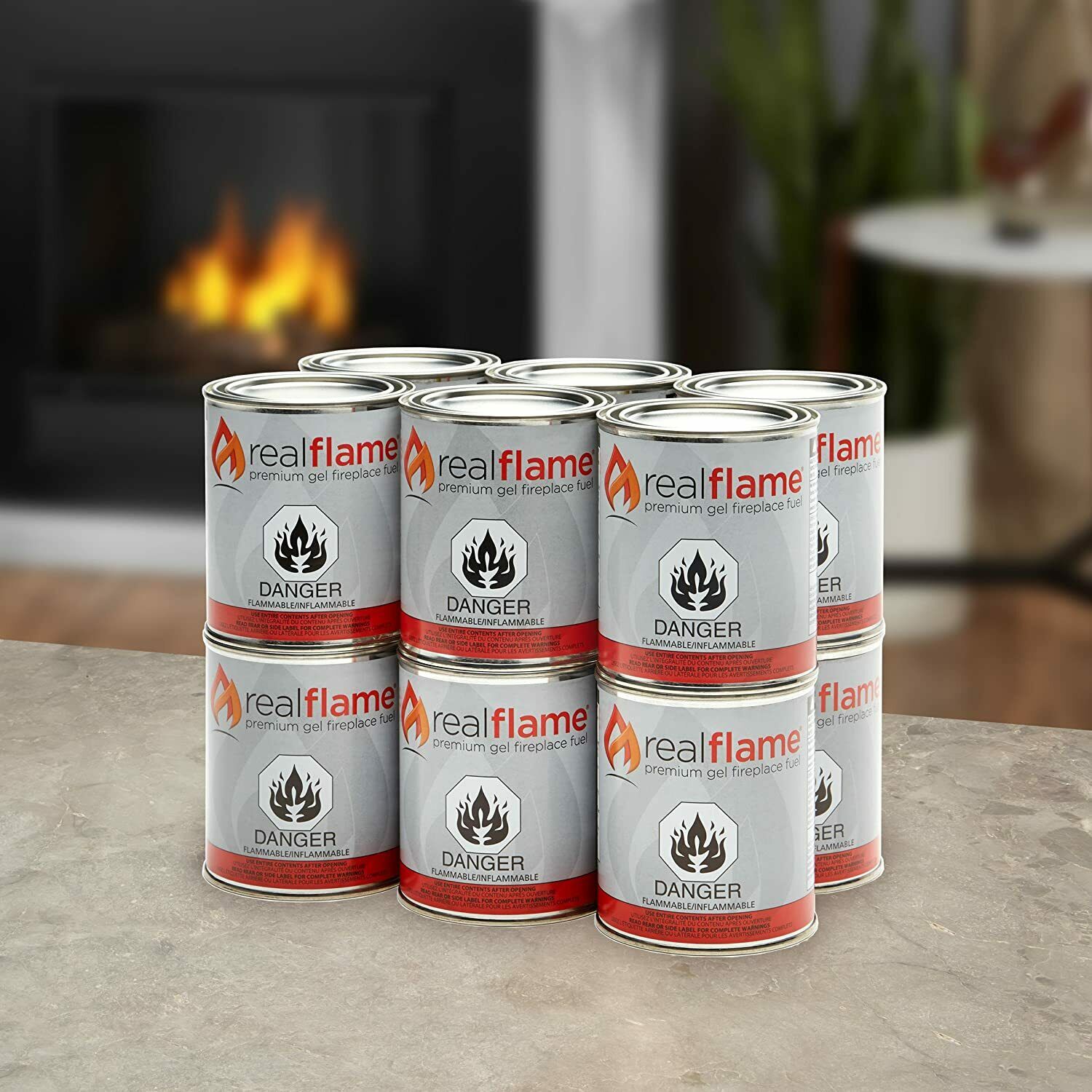Real Flame 13 oz. 15 lb. Gel Fuel Cans for Indoor/Outdoor Fireplaces (12-Pack) - Fresh Stock Dated December 2025