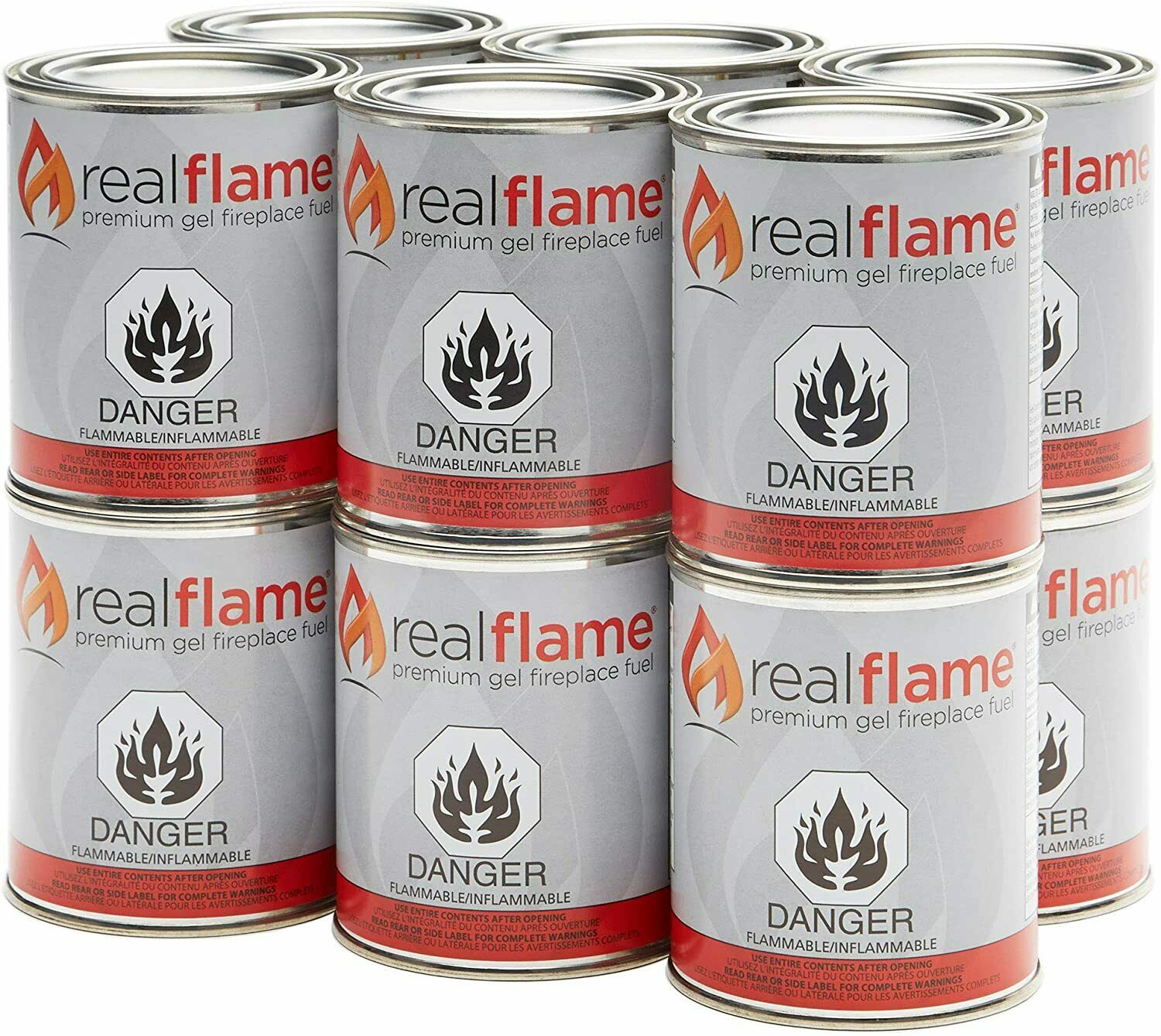Real Flame 13 oz. 15 lb. Gel Fuel Cans for Indoor/Outdoor Fireplaces (12-Pack) - Fresh Stock Dated December 2025
