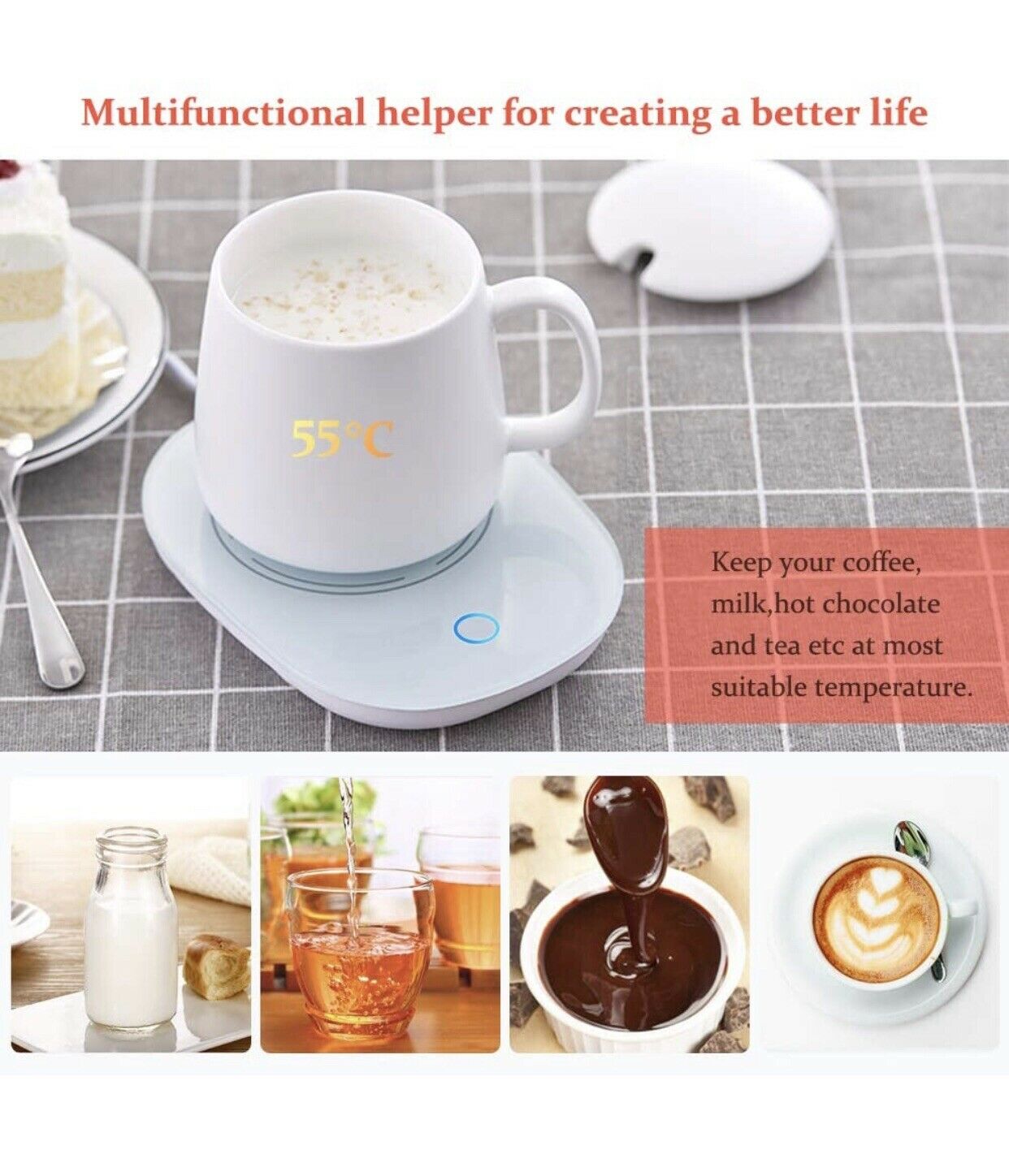 Coffee Cup Warmer for Desk w/Auto Shut Off Tea Mug Warmer Plate or Wax Warmer - Fresh Stock Dated January 2026