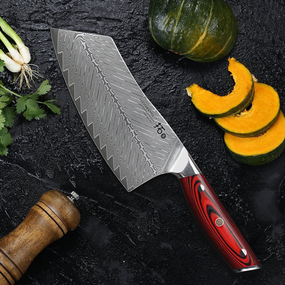 TURWHO 7inch Cleaver Knife 67-Layer Japanese VG10 Damascus Steel Kitchen Knife - Fresh Stock Dated January 2026