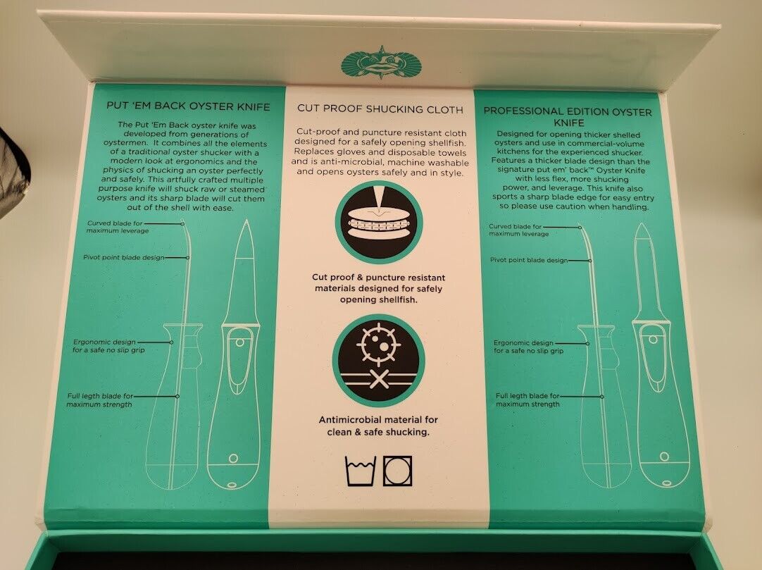 Toadfish Oyster Shucker's Bundle Two Knives & Cut-Resistant Cloth NEW GREAT GIFT - Fresh Stock Dated February 2026