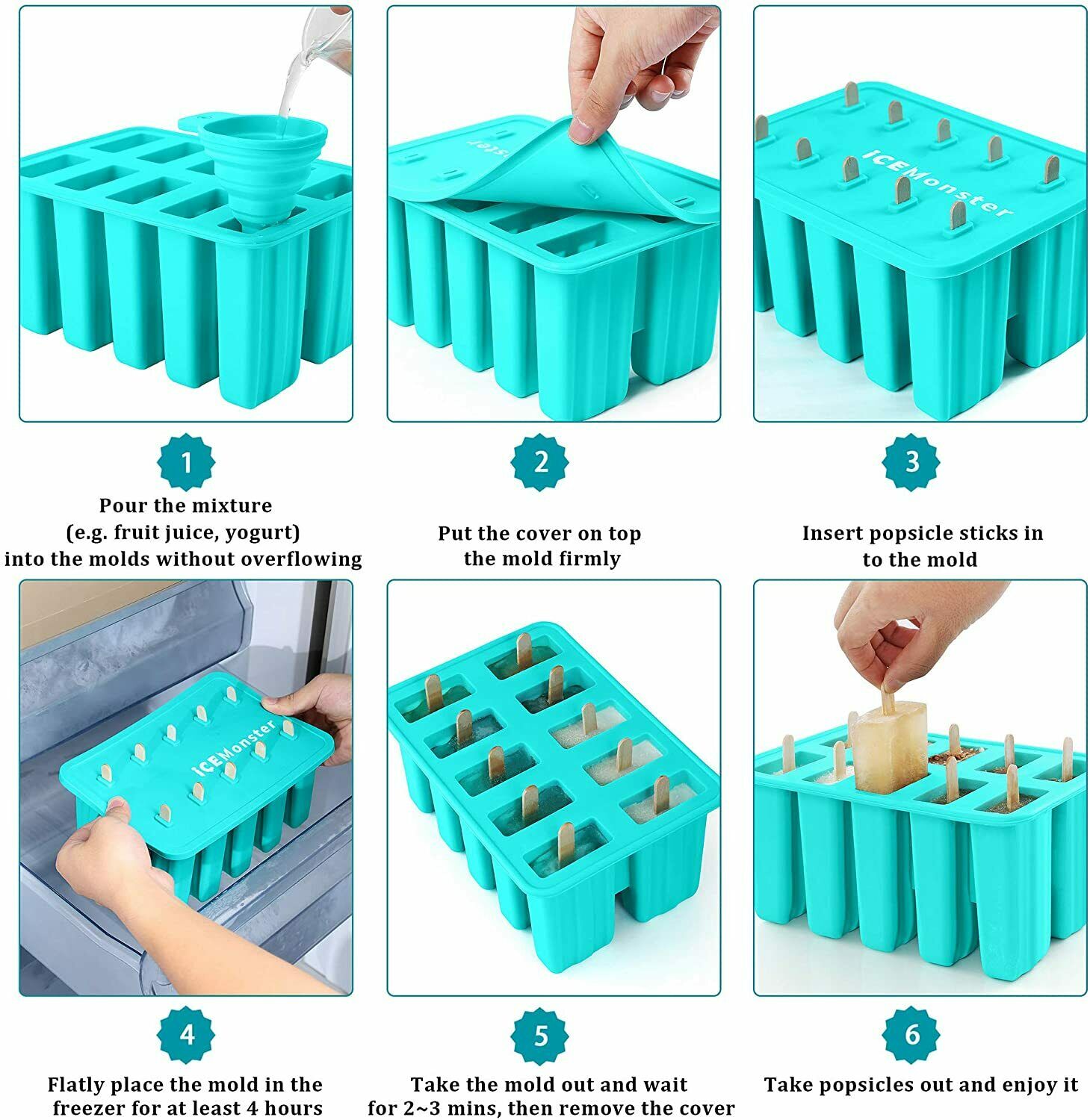 Ice Monster Silicone Popsicle Molds - Homemade Popsicles Mold for Kids - Fresh Stock Dated February 2026