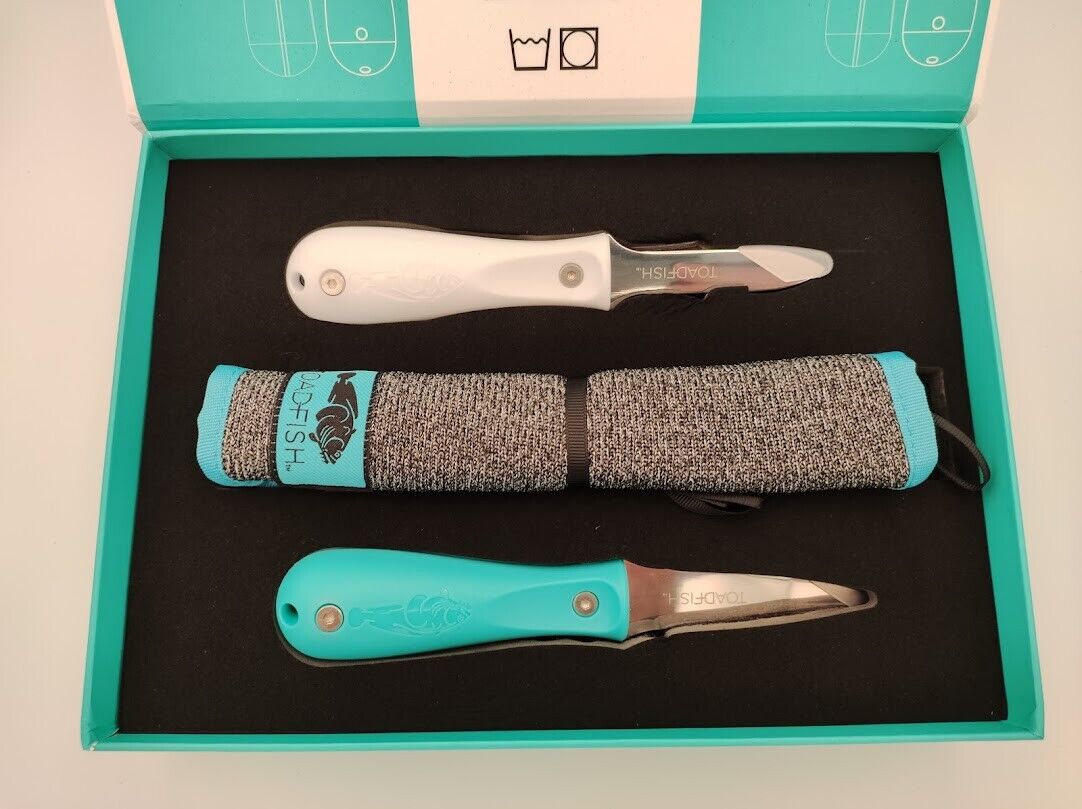 Toadfish Oyster Shucker's Bundle Two Knives & Cut-Resistant Cloth NEW GREAT GIFT - Fresh Stock Dated February 2026