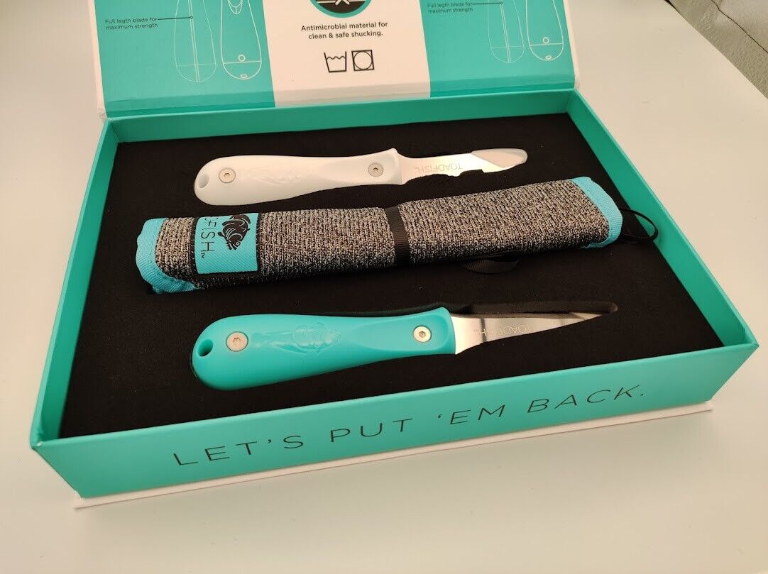 Toadfish Oyster Shucker's Bundle Two Knives & Cut-Resistant Cloth NEW GREAT GIFT - Fresh Stock Dated February 2026