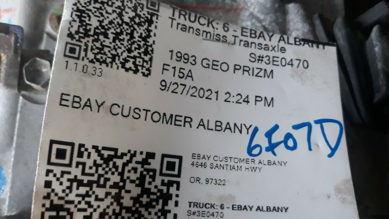 1993-1997 GEO PRIZM 1.6L 5 Speed Manual Transmission 116K Miles - Fresh Stock Dated December 2025