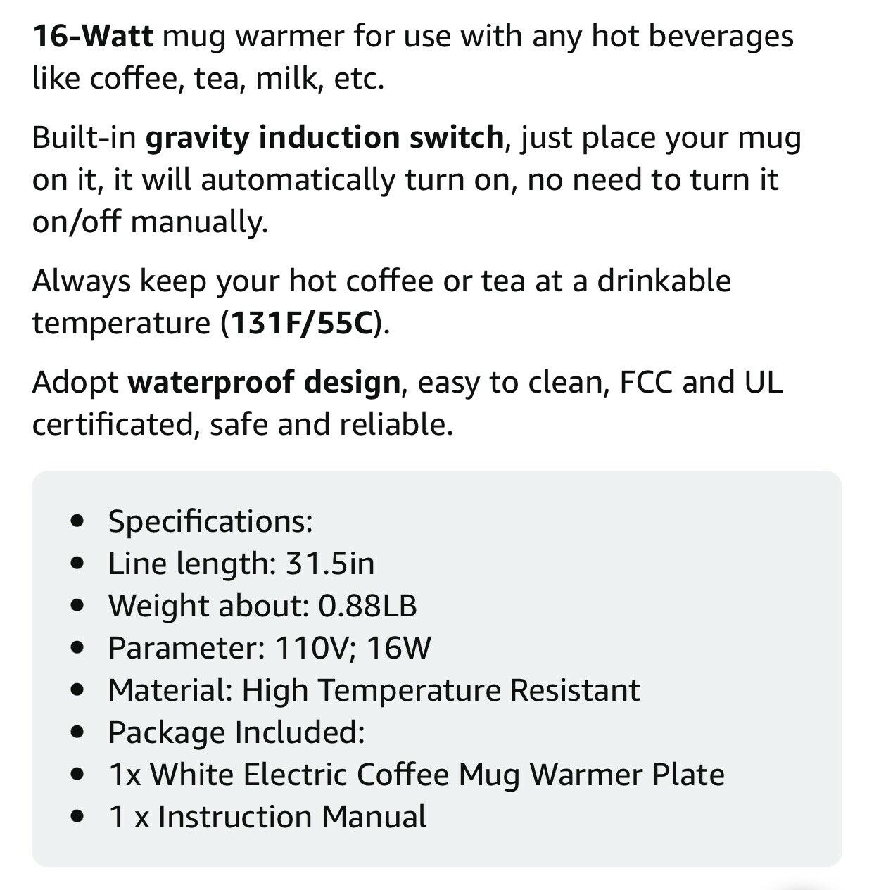 Coffee Cup Warmer for Desk w/Auto Shut Off Tea Mug Warmer Plate or Wax Warmer - Fresh Stock Dated January 2026