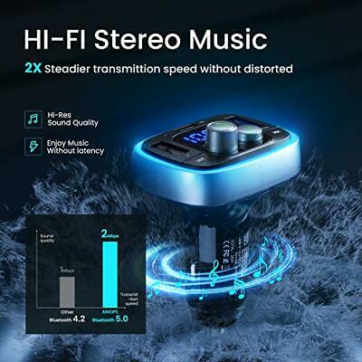 36W/6A PD&QC3.0 Bluetooth Radio Transmitter Car Adapter,7-ColorsLED Backlit V5.0 - Fresh Stock Dated December 2025