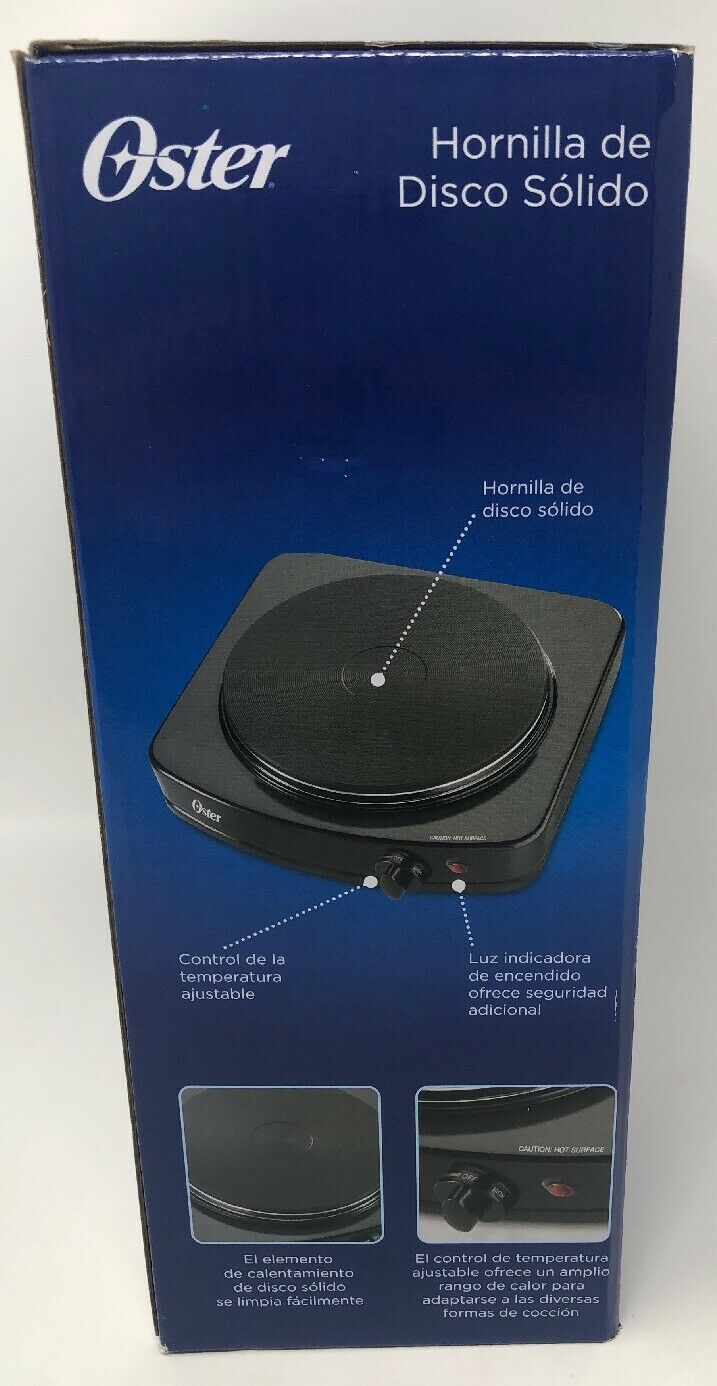 Oster Black Solid Single Burner (Powerful Watts, Adjustable Temperature Control) - Fresh Stock Dated February 2026