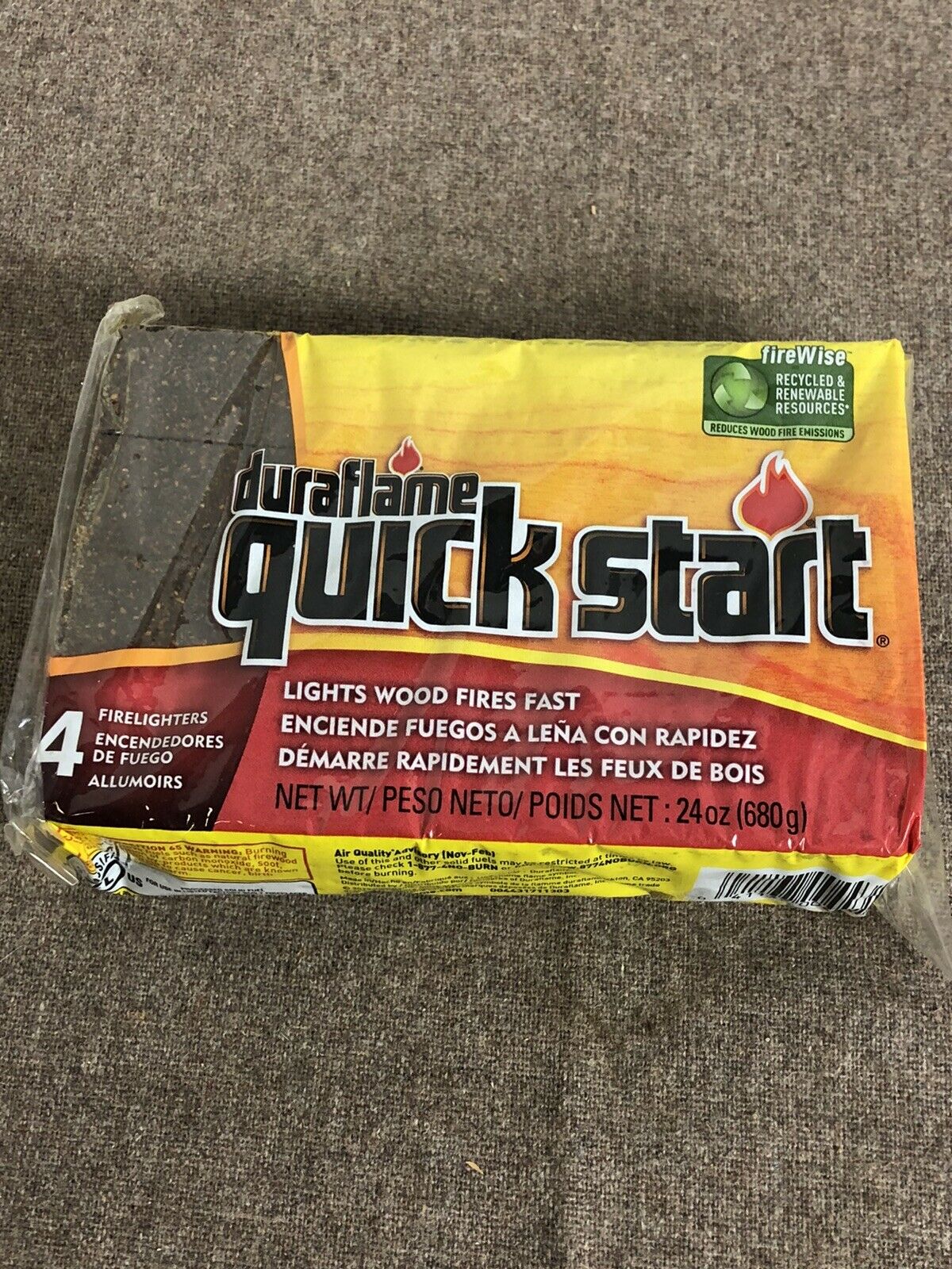 1 PACK of DURAFLAME QUICK START FIRELIGHTERS 24 OZ. (4 LOGS PER PACK) - Fresh Stock Dated January 2026