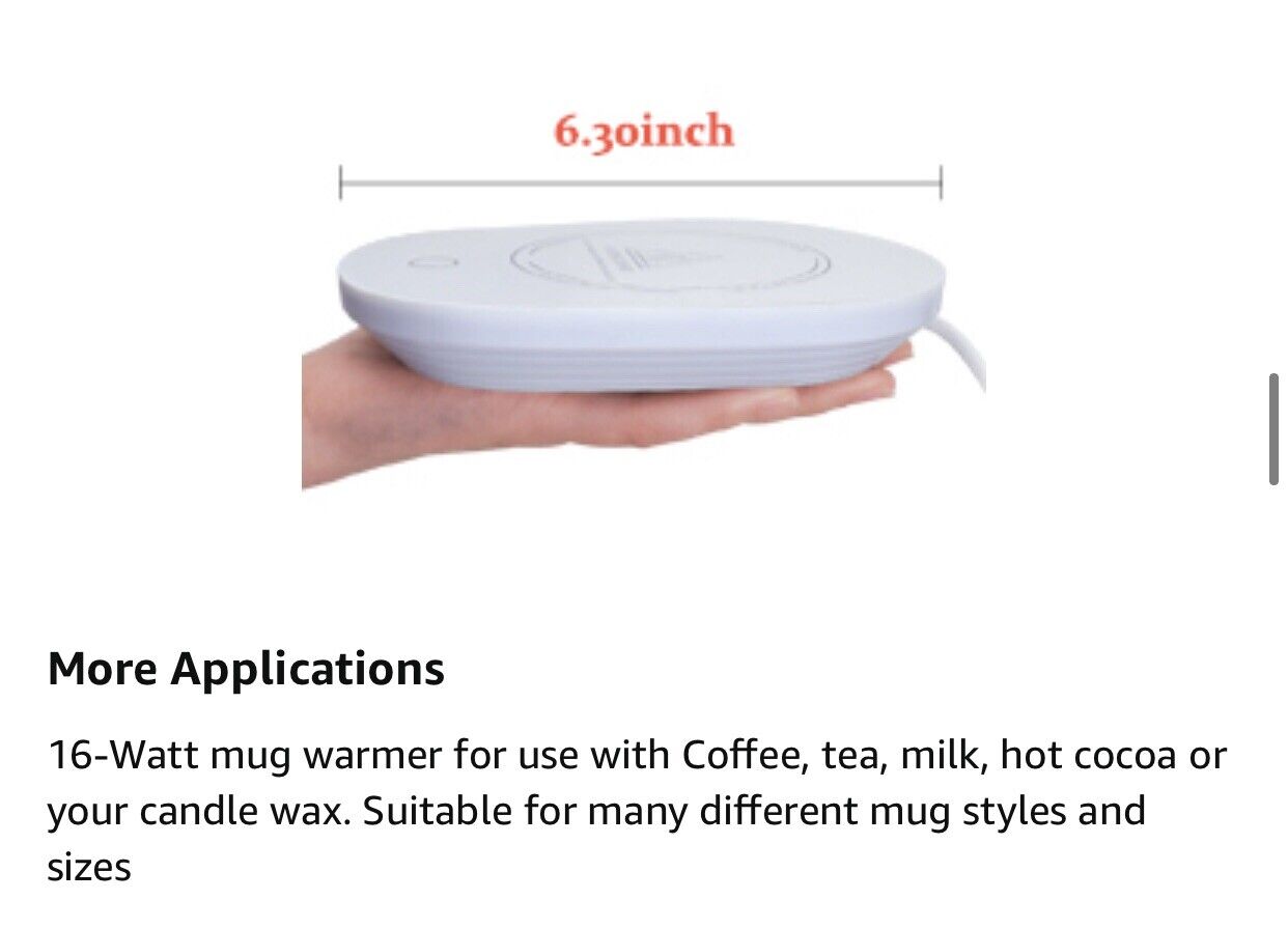 Coffee Cup Warmer for Desk w/Auto Shut Off Tea Mug Warmer Plate or Wax Warmer - Fresh Stock Dated January 2026